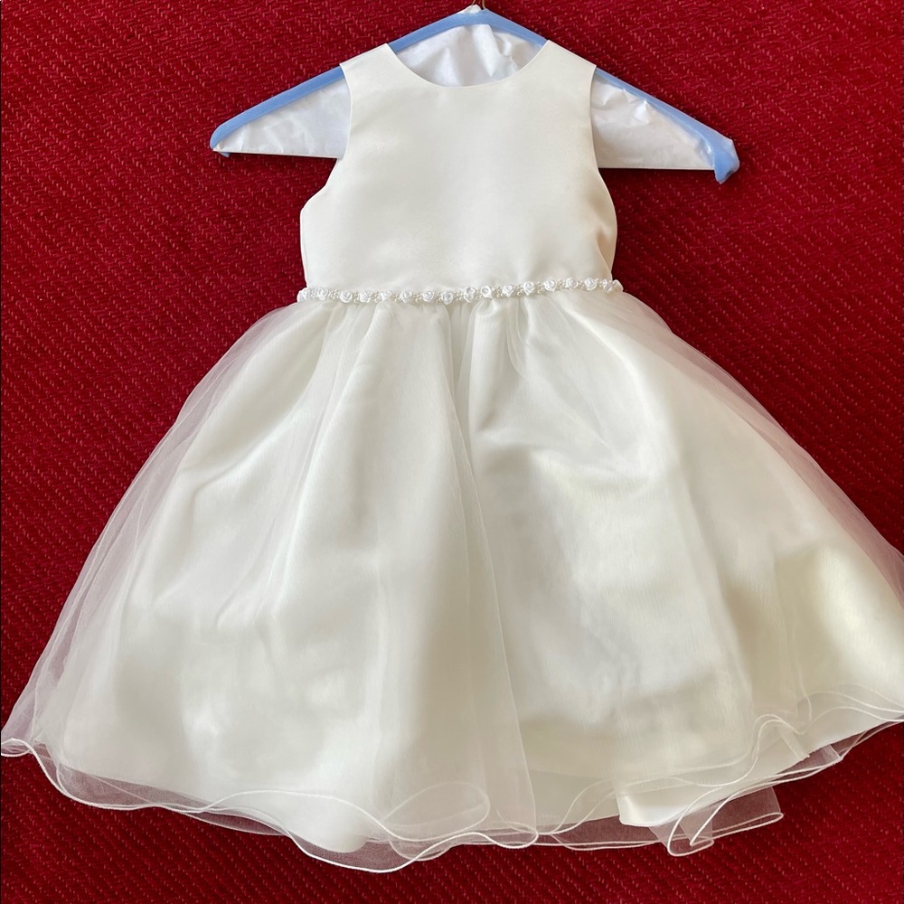 Princess Daliana Flower Girl Dress White Sz 2. Worn for 2 hours & Dry Cleaned!